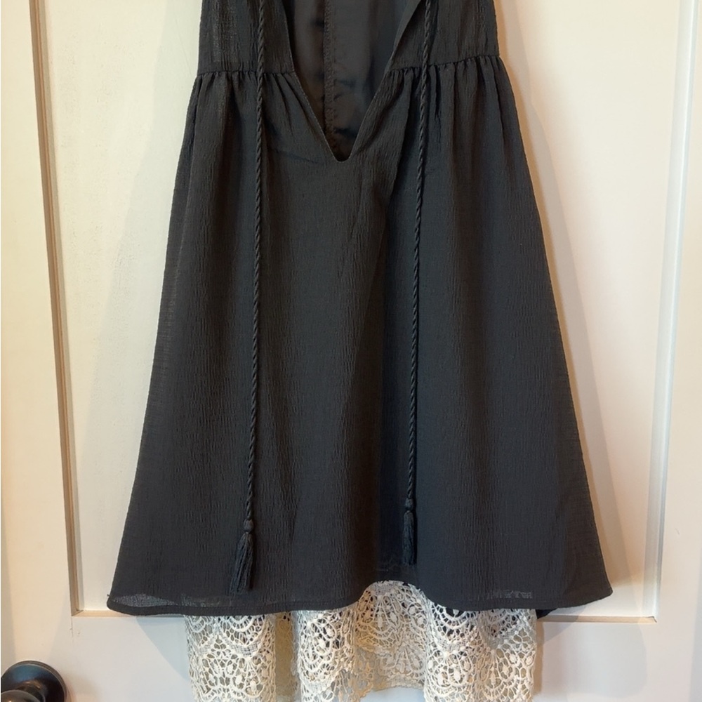 Umgee Black High Low Top with Cream Lace